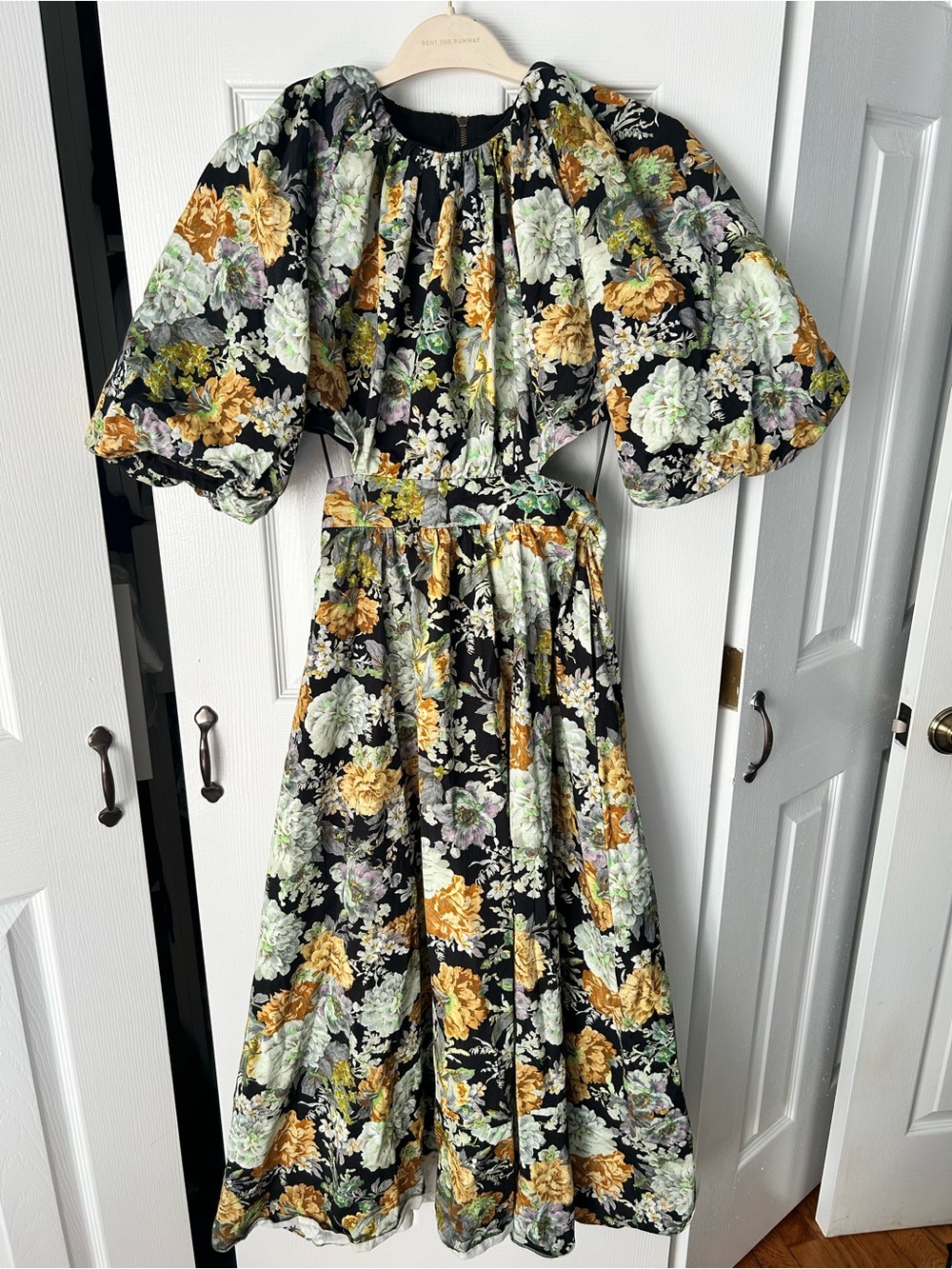 ASOS Black Maxi Dress with Yellow & Green Floral Print